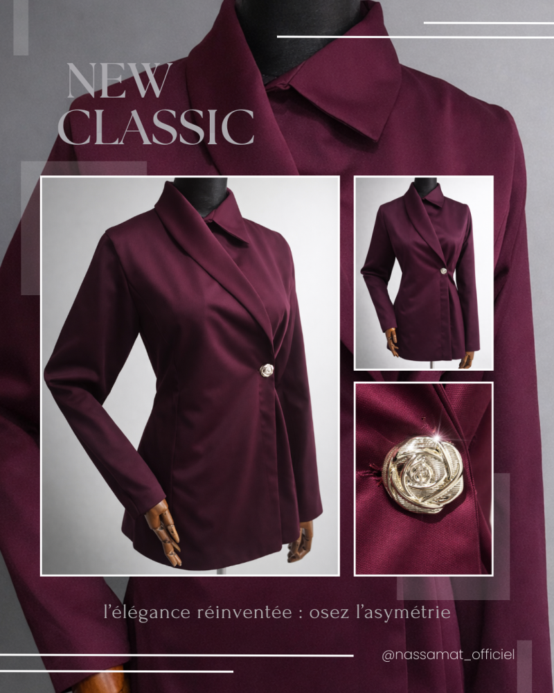 سترة كلاسيكية غير متماثلة بزرّ فاخر